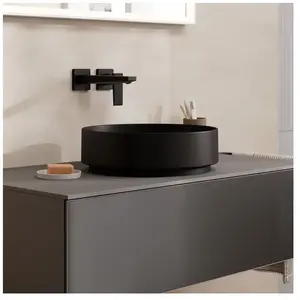 Hansgrohe Xuniva Evo S - Opbouwwastafel, diameter 40 cm, zonder overloop, zonder kraangat, mat zwart 60323670 pas cher