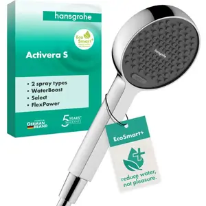 hansgrohe Activera S - Handdouche - EcoSmart+ waterbesparend - Select-knop bediening - 95mm - met booster - 2 straalfuncties - Chroom