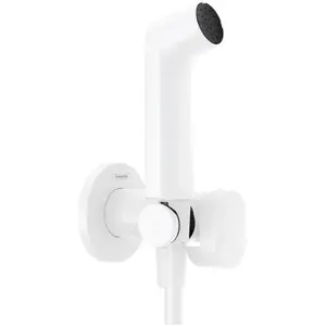 hansgrohe, Pommeau de douche, Bidette Douchette à main 1jet S EcoSmart pour eau chaude avec support de douche et flexibles de (1 Type de jet, 6.20 l/min) pas cher