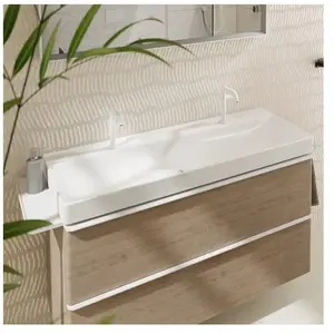 Hansgrohe Xelu Q - Dubbele wastafel 120x48 cm, zonder overloop, 2 gaten voor kraan, SmartClean, wit 61042450 pas cher