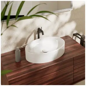 hansgrohe, Lavabo, Xuniva D lavabo à poser, sans trop-plein, sans trou pour robinet, 550x400mm, blanc (400 mm, 550 mm)