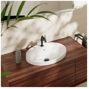 hansgrohe, Lavabo, Xuniva D lavabo encastré, SmartClean, avec trop-plein, 1 trou pour robinet, 550x450mm, bl (450 mm, 550 mm)