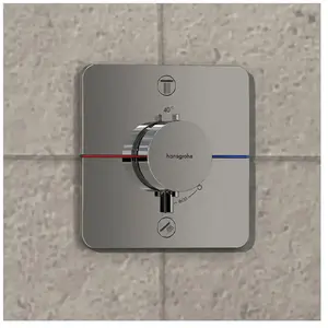 hansgrohe, Robinetterie de salle de bains, ShowerSelect Comfort Q thermostat, encastré, 2 consommateurs, rosace Soft Edge, avec comb