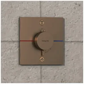 hansgrohe, Robinetterie de salle de bains, ShowerSelect Comfort E thermostat, encastré, 2 consommateurs, rosace carrée, avec combin