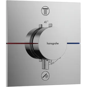 hansgrohe, Robinetterie de salle de bains, ShowerSelect Comfort E thermostat, encastré, 2 consommateurs, rosace carrée, avec combin