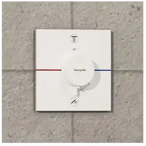 hansgrohe, Robinetterie de salle de bains, ShowerSelect Comfort E thermostat, encastré, 2 consommateurs, rosace carrée, avec combin