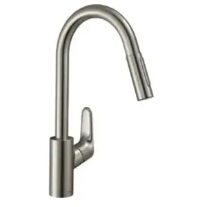 hansgrohe, Robinetterie de cuisine, HG Mitigeur d'évier 240 FOCUS M41 Eco avec douchette extractible 2jet, finition inox pas cher