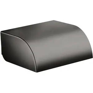 hansgrohe, Dérouleur de papier toilette, Distributeur papier WC Axor Universal Circular avec couvercle polished black chrome