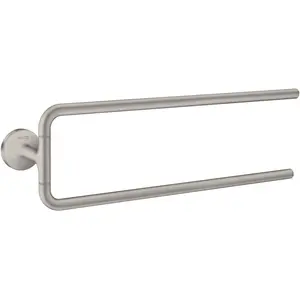 Axor, Porte-serviettes + crochets pour serviettes, Porte-serviettes Universal Circular à deux bras en acier inoxydable optique