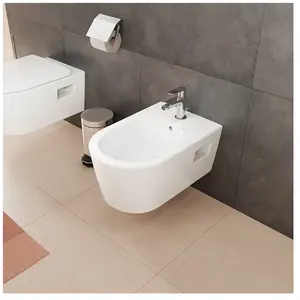 hansgrohe, Cuvette toilettes + bidet, EluPura Original S bidet mural, 1 trou de robinetterie, avec trop-plein, HygieneEffect, 36 pas cher