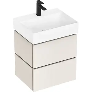 hansgrohe Xilesa E - Badmeubel - 580/470mm maat - 2 lades - Voor wastafel - Sand Matt Beige pas cher