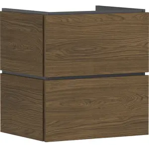 hansgrohe Xilesa E - Badmeubel - 580/470mm maat - 2 lades - Push-open lades - Voor wastafel - Cashmere Oak pas cher