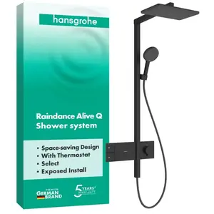 Hansgrohe Raindance Alive Q - Doucheset met thermostaat, 21x34 cm, 3 stralen, matzwart 24580670 pas cher