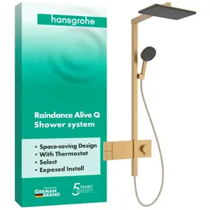 Hansgrohe Raindance Alive Q - Doucheset met thermostaat, 21x34 cm, 3 stralen, geborsteld brons 24580140