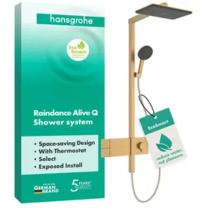 Hansgrohe Raindance Alive Q - Doucheset met thermostaat, 21x34 cm, 3 stralen, EcoSmart, geborsteld brons 24581140