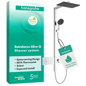 Hansgrohe Raindance Alive Q - Doucheset met thermostaat, 21x34 cm, 3 stralen, EcoSmart, chroom 24581000