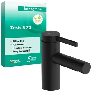 hansgrohe Zesis S toiletkraan 70 met rechte greep voor koud water of vooraf ingestelde temperatuur zonder afvoer mat zwart pas cher