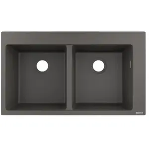 Evier encastré - HANSGROHE - 370/370 - 2 bacs - Gris pierre - SilicaTecVendu pargalaxus