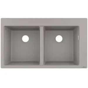 Évier encastré - HANSGROHE - 370/370 - SilicaTec - 2 cuves - Gris béto... pas cher