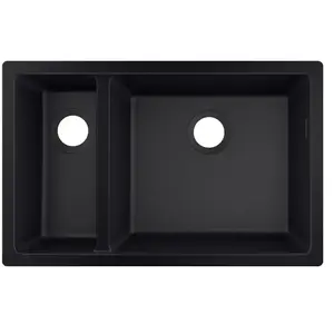 Evier encastré sous plan - HANSGROHE - Noir graphite - 1 bac et demi - SilicaTec - 658x398 mm pas cher