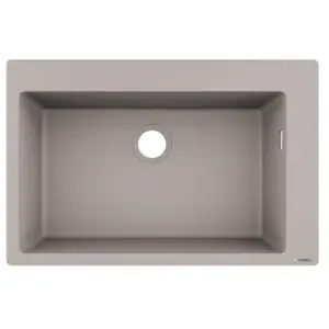 Evier encastré - HANSGROHE - 660 - SilicaTec - 1 cuve - Gris béton pas cher