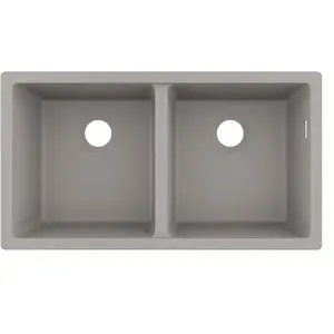 Evier à encastrer sous plan 2 bacs HANSGROHE S51 sans vidage gris béto... pas cher