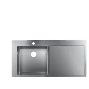 Evier à encastrer 1 bac HANSGROHE S71 450 avec égouttoir à droite sans... pas cher