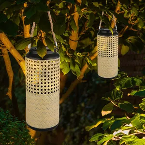 Etc-shop - Lampe solaire de jardin en bambou lampes solaires lanterne ... pas cher
