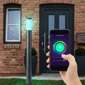 Etc-shop - Smart Home rgb led lampadaire extérieur pilier en acier ino... pas cher