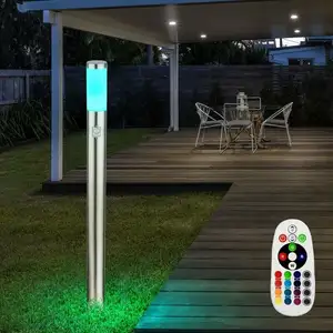 ETC-SHOP Lampadaire extérieur led en acier inoxydable, télécommande, détecteur de mouvement dans un ensemble comprenant des lampes led rvb pas cher