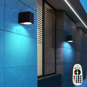 ETC-SHOP Lot de 2 lampes d'extérieur led rgb télécommande alu down spo... pas cher