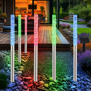 ETC-SHOP Ensemble LED de 6 lampes solaires extérieures IP44 changeur de couleur coloré terrasse jardin éclairage véranda décoration lampe pas cher