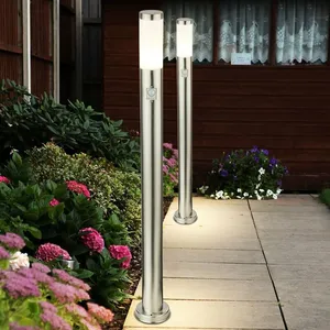 ETC-SHOP Lot de 2 lampadaires d'extérieur design en acier inoxydable lampes d'éclairage d'allée de jardin détecteur de mouvement pas cher