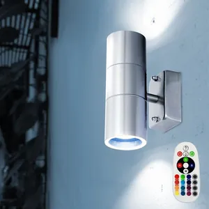 ETC-SHOP Lampe murale façade télécommande up down lumière en acier inoxydable dimmable dans un ensemble comprenant des ampoules led rvb pas cher