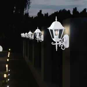 ETC-SHOP Lot de 6 lanternes maison appliques murales verre blanc style... pas cher