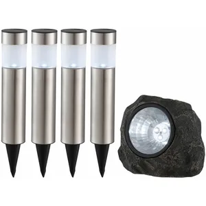 ETC-SHOP Lot de 5 lampadaires solaires de jardin sur pied décoration s... pas cher