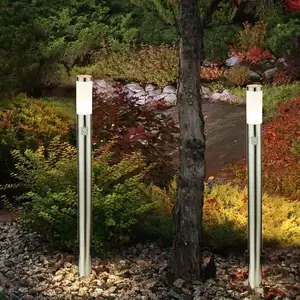 ETC-SHOP Lot de 2 lampadaires extérieurs, détecteurs de mouvement, 2x prises, éclairage de jardin, allée, cour, piliers, lampadaires pas cher