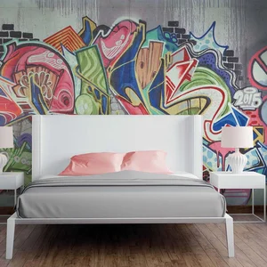 Kleurrijk fotobehang met graffiti motief, in 3,50 x 2,55 m, graffiti b... pas cher