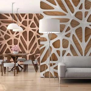 Fotobehang hout 3D bruin wit, buitengewoon abstract fotobehang, 3D beh...
