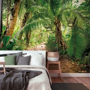 Groen fotobehang met jungle, 3D fotobehang met jungle motief, in 3,50 ... pas cher