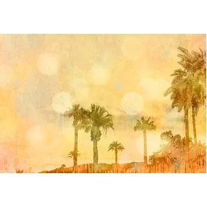 Fotobehang PalmOasis1 DD119753 A.S. Création ARTist Geel Vlies 270 x 400 cm (4 delen) 3D Fotobehang pas cher