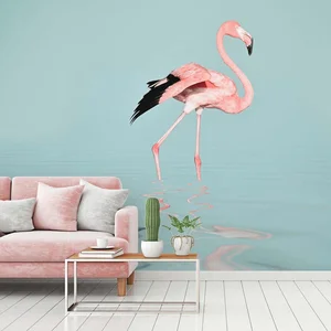 Fotobehang FlamingoWater DD119777 A.S. Création ARTist Blauw Roze Vlie...