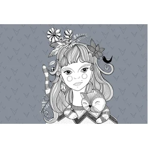 Fotobehang Catgirl1 DD120077 A.S. Création ARTist Grijs Wit Vlies 270 ...