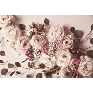 Fotobehang FlatLayFlower DD119881 A.S. Création ARTist Roze Wit Vlies ...