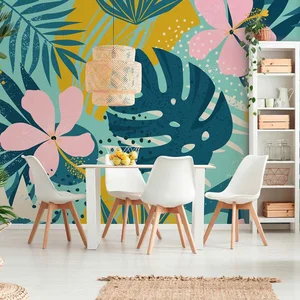 Fotobehang JunglePlants1 DD120213 A.S. Création ARTist Blauw Roze Vlie...