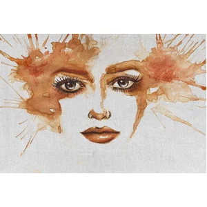 Fotobehang WatercolourFace1 DD120189 A.S. Création ARTist Oranje Terracotta Wit Vlies 270 x 400 cm (4 delen) Fotobehang online webshop