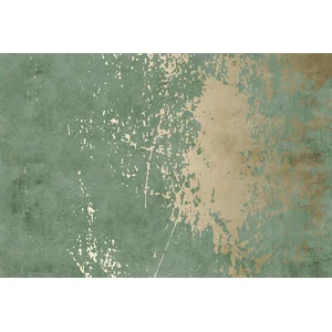 A.S. CREATIONS Papier peint panoramique effet mur en béton Tapisserie panoramique idéale pour salon Papier peint panoramique vert et doré tendance pas cher