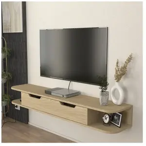 EN.CASA Meuble TV Karjali mural 150 x 30 x 19 cm effet chêne pas cher