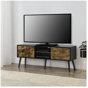 Meuble TV Eskilstuna 120 x 30 x 47 cm Noir Bois Foncé - EN.CASA - Cont... pas cher