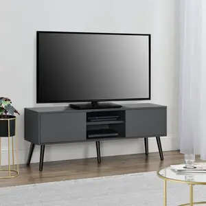 Meuble TV Eskilstuna 120 x 30 x 47 cm Gris Foncé Noir - EN.CASA - Meub... pas cher